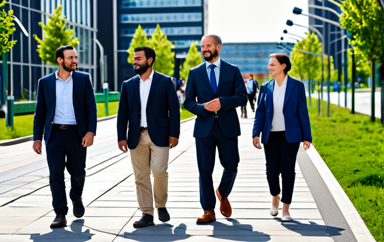 **

"A diverse group of fully clothed people walking on a clean, modern street in a sustainable smart city.  The background features advanced infrastructure like solar panels, green spaces, and efficient public transportation.  Everyone is dressed in modest, professional attire.  Safe for work, appropriate content, family-friendly, professional, perfect anatomy, natural proportions, well-formed hands, proper finger count, high resolution, realistic."

**