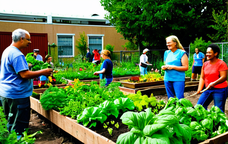 **Image Prompt 1: Community Garden** "A diverse group of fully clothed people, appropriate attire, tending a lush community garden in a sunny urban setting. Vegetables, flowers, and herbs are growing abundantly. Focus on smiling faces and collaboration.  Safe for work, perfect anatomy, natural proportions, vibrant colors, professional photography, family-friendly, modest."